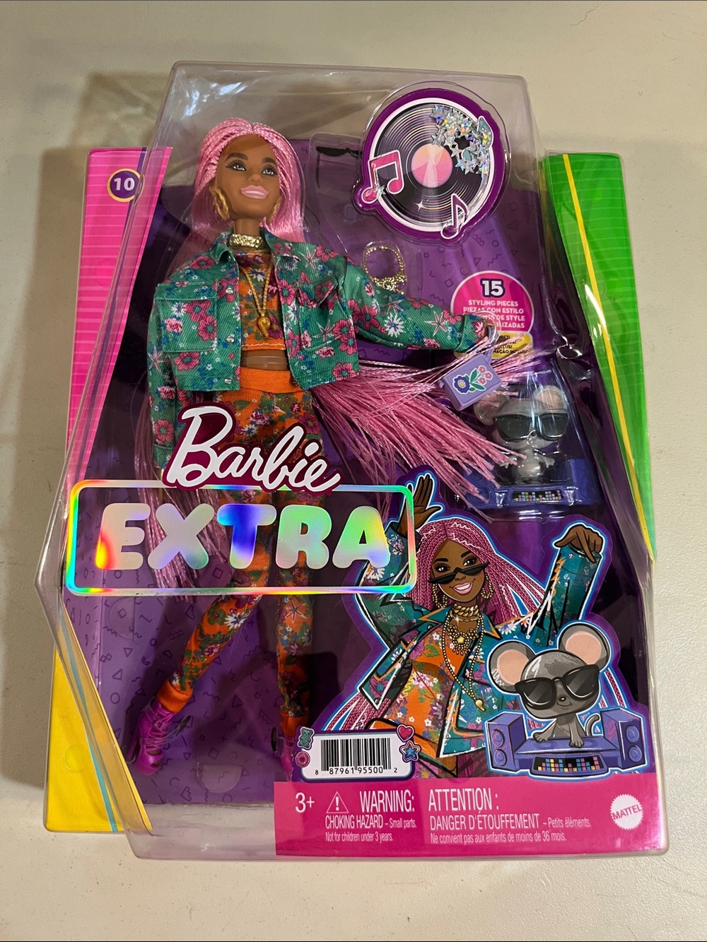 Barbie Extra Doll with Pink Hair & Green Floral Jacket